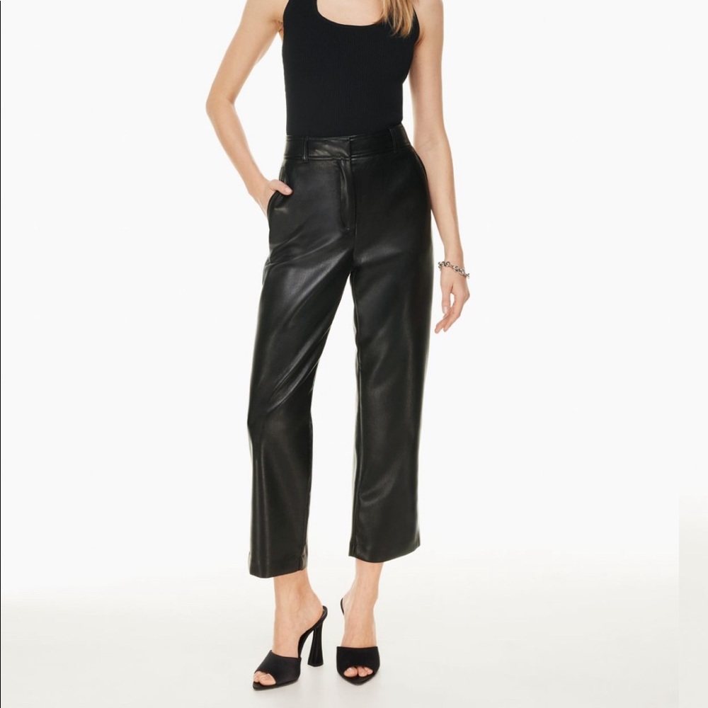 Aritzia Black Cropped Leather Pants